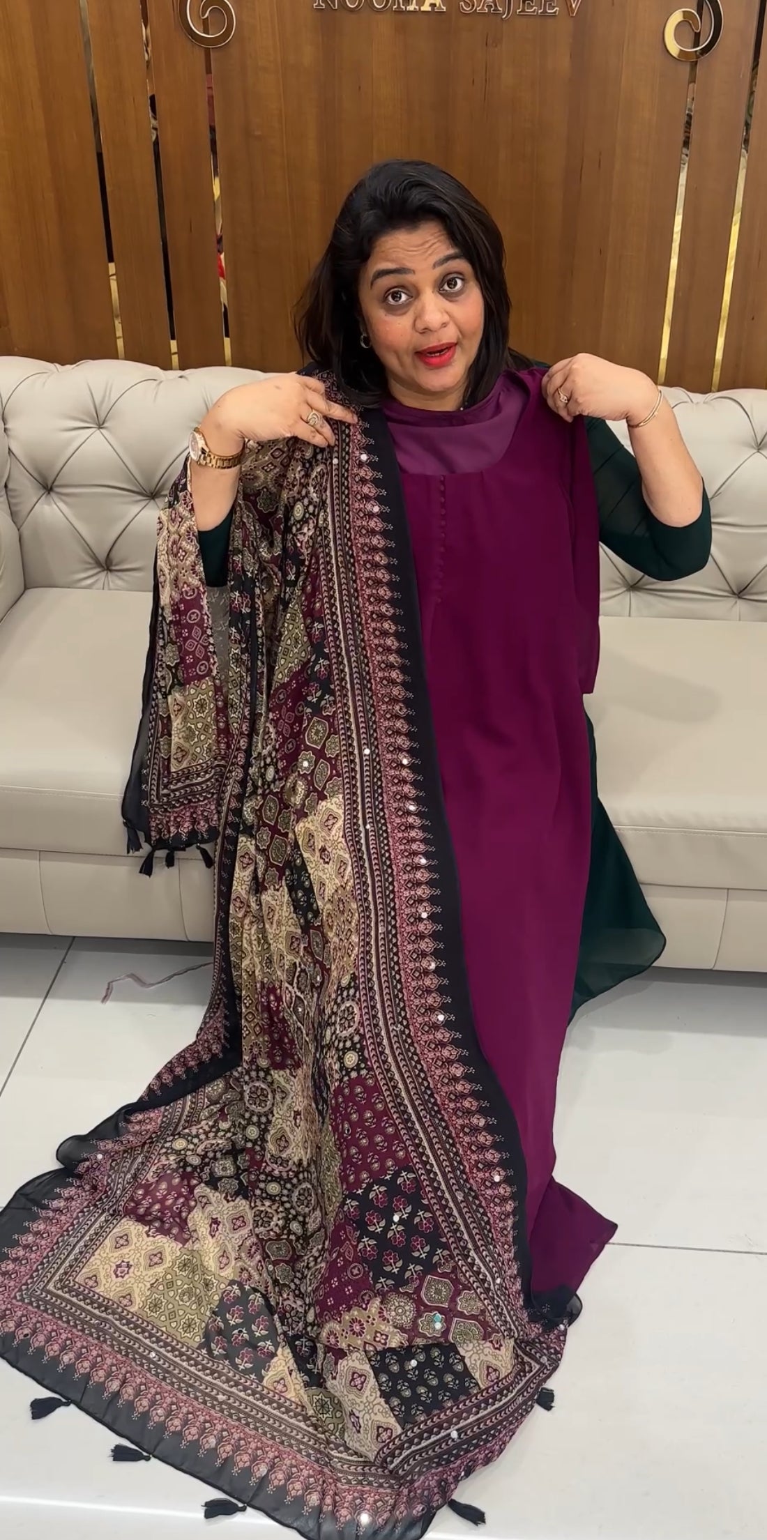 IHA'S IN-HOUSE GEORGETTE ALINE TOP AND DUPATTA - IHA 25272