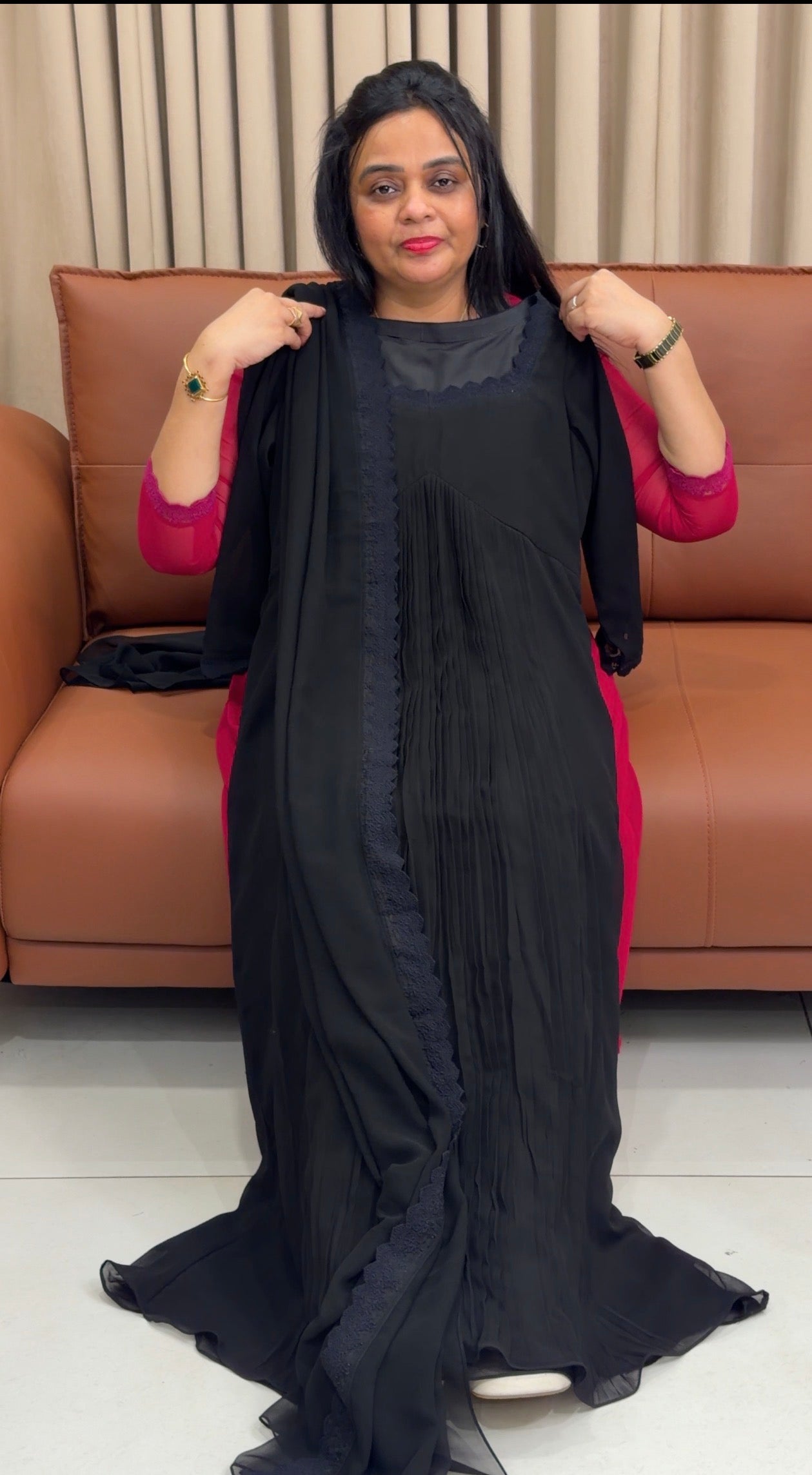 IHA'S IN-HOUSE GEORGETTE ALINE TOP AND DUPATTA - IHA 34926
