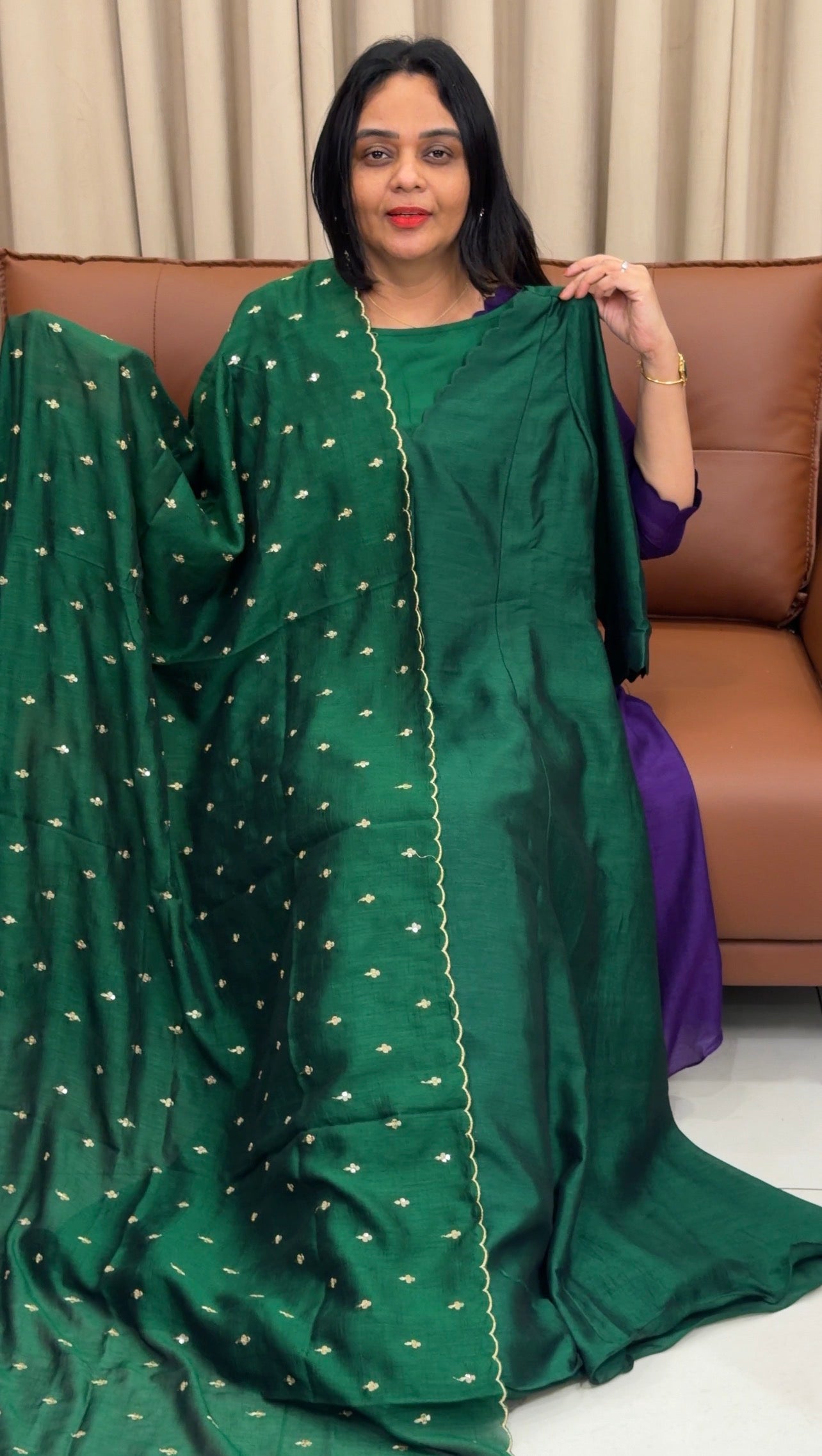 IHA'S IN-HOUSE SEMI RAW SILK ALINE TOP AND DUPATTA - IHA 33425