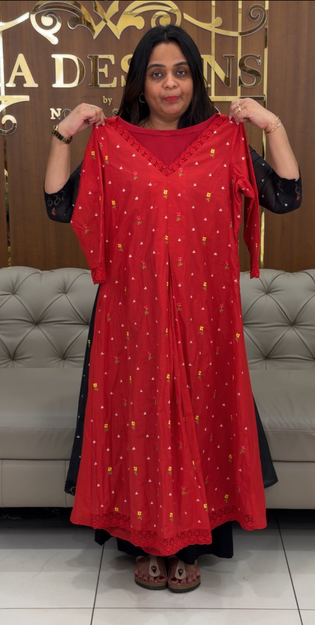 IHA'S IN-HOUSE MUL CHANDERI ALINE TOPS - IHA 29134