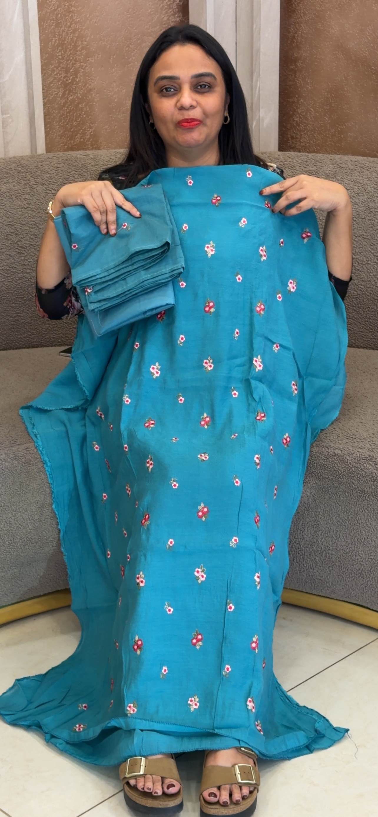 MUL CHANDERI UNSTITCHED SALWAR SUITS - IHA 32785