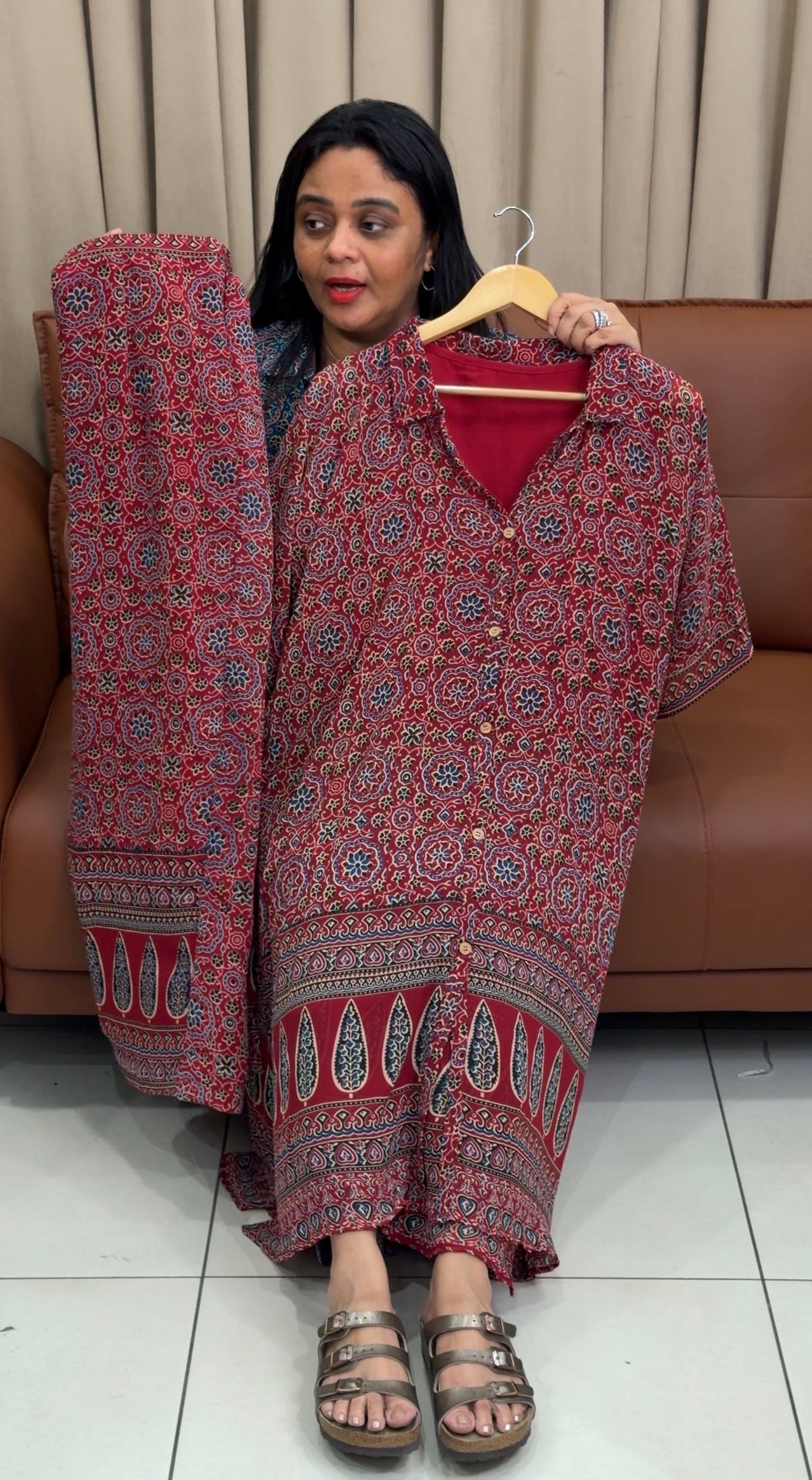 IHA'S IN-HOUSE AJRAKH PRINTED TOP AND BOTTOM - IHA 35737