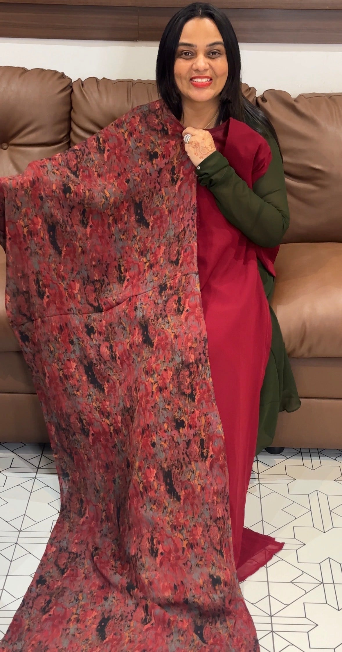 IHA'S IN-HOUSE GEORGETTE ALINE TOP AND DUPATTA - IHA 31512