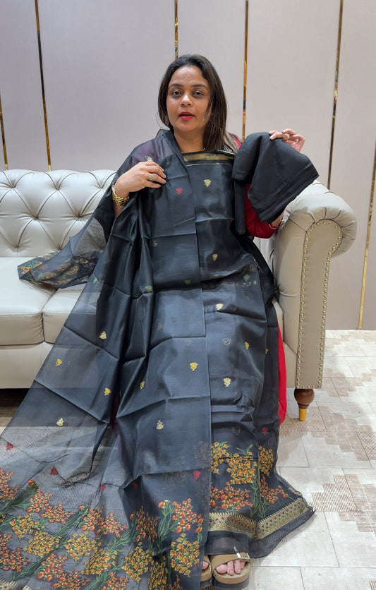 SILK JAMDANI UNSTITCHED SALWAR SUITS - IHA 21418