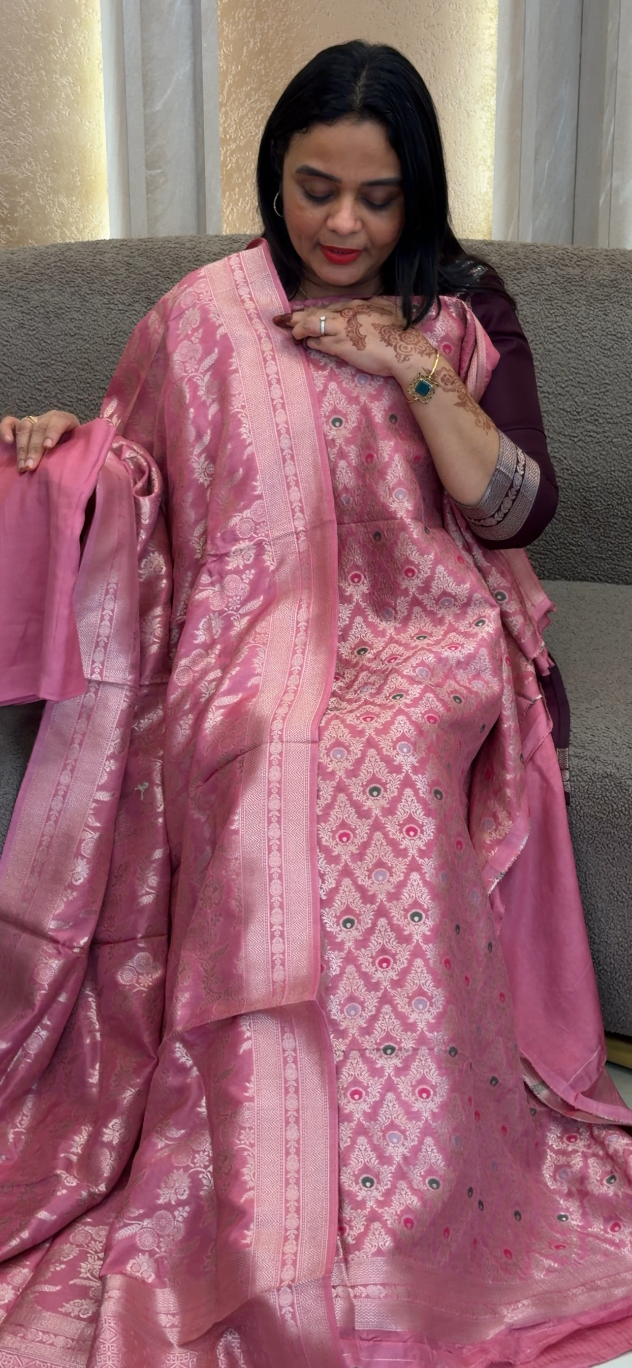 SILK BANARAIS UNSTITCHED SALWAR SUITS - IHA 32992