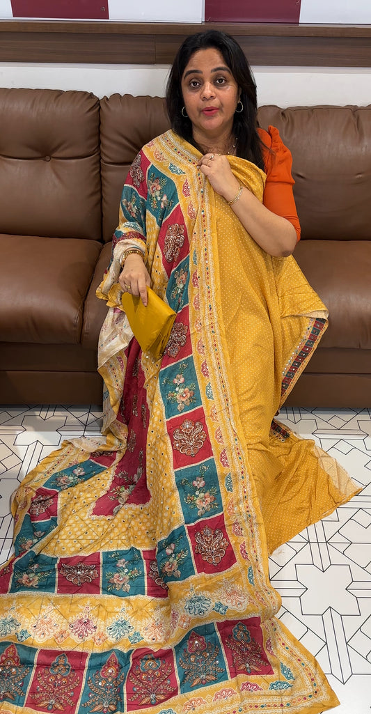 PRINTED CRAPE UNSTITCHED SALWAR SUITS - IHA 26450