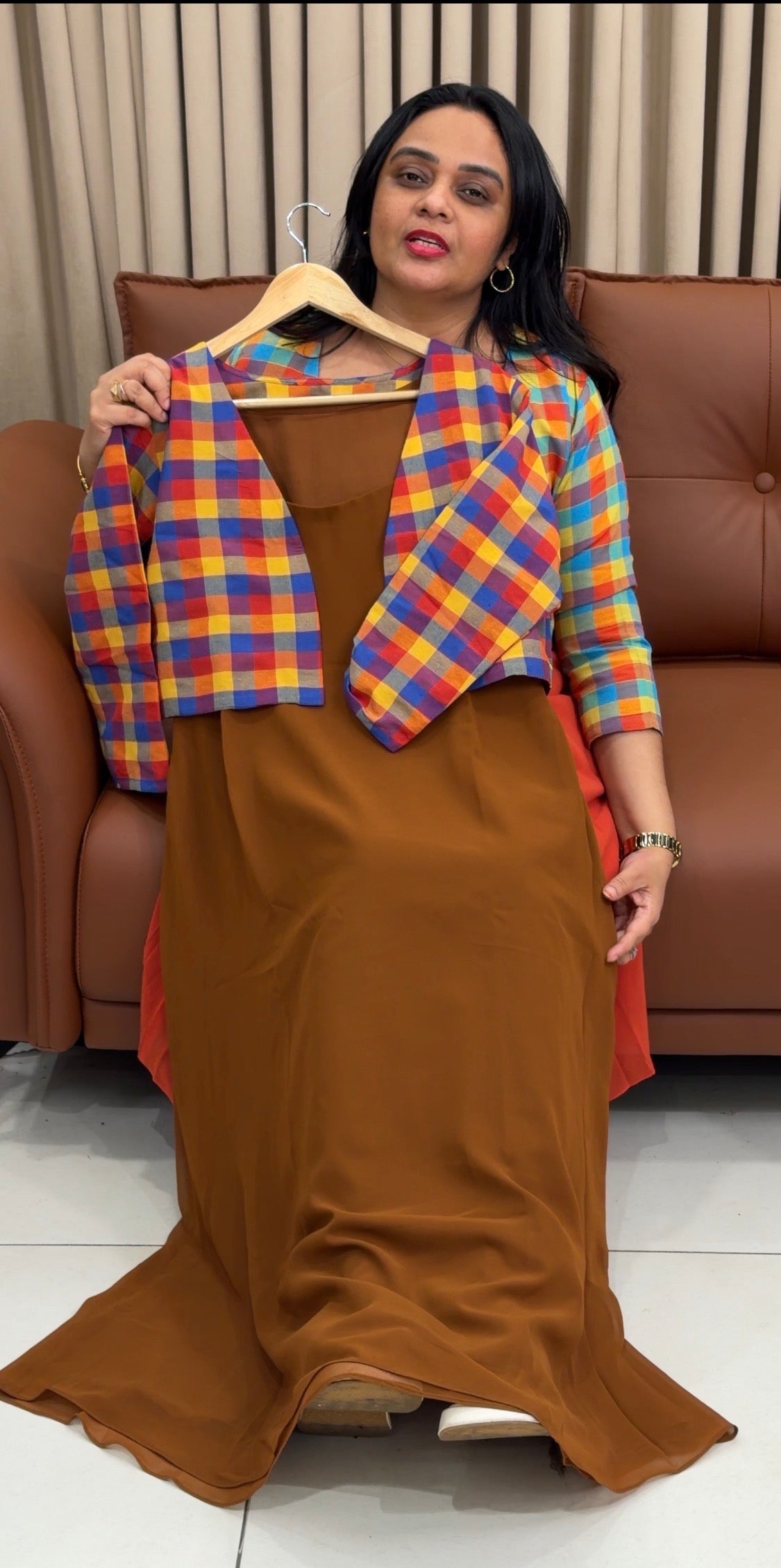IHA'S IN-HOUSE GEORGETTE ALINE TOP AND JACKETS - IHA 34866
