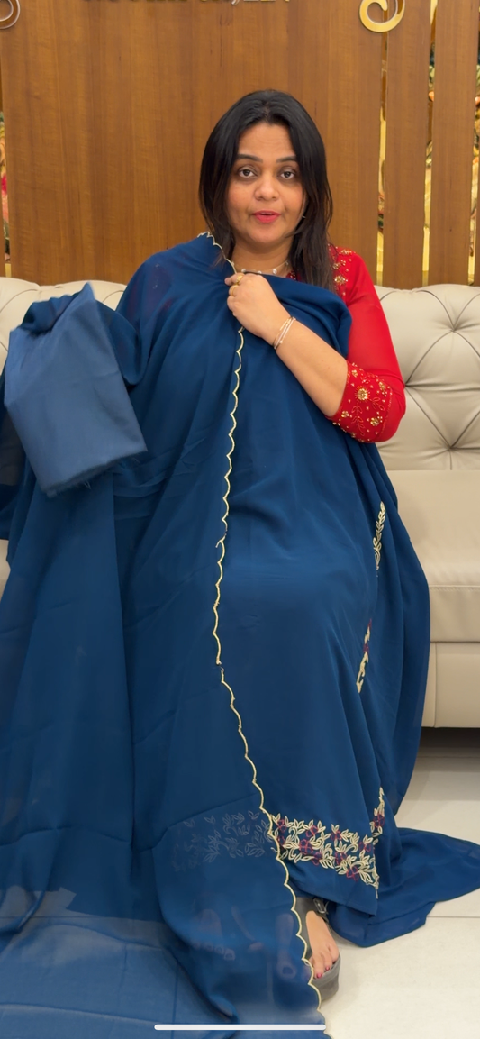 FAUX GEORGETTE UNSTITCHED SALWAR SUITS - IHA 28763