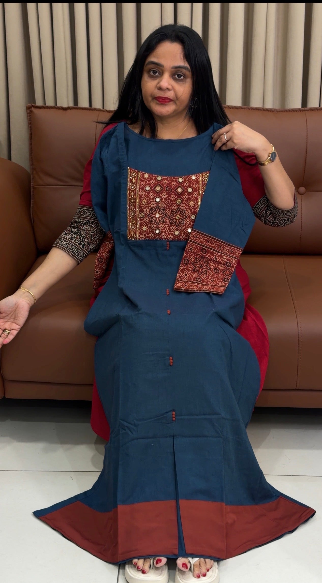 IHA'S IN-HOUSE HANDLOOM COTTON SLITTED  TOPS - IHA 34458