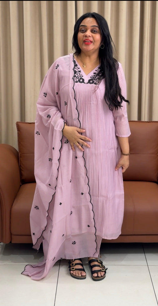 MUL CHANDERI UNSTITCHED SALWAR SUITS - IHA 35218