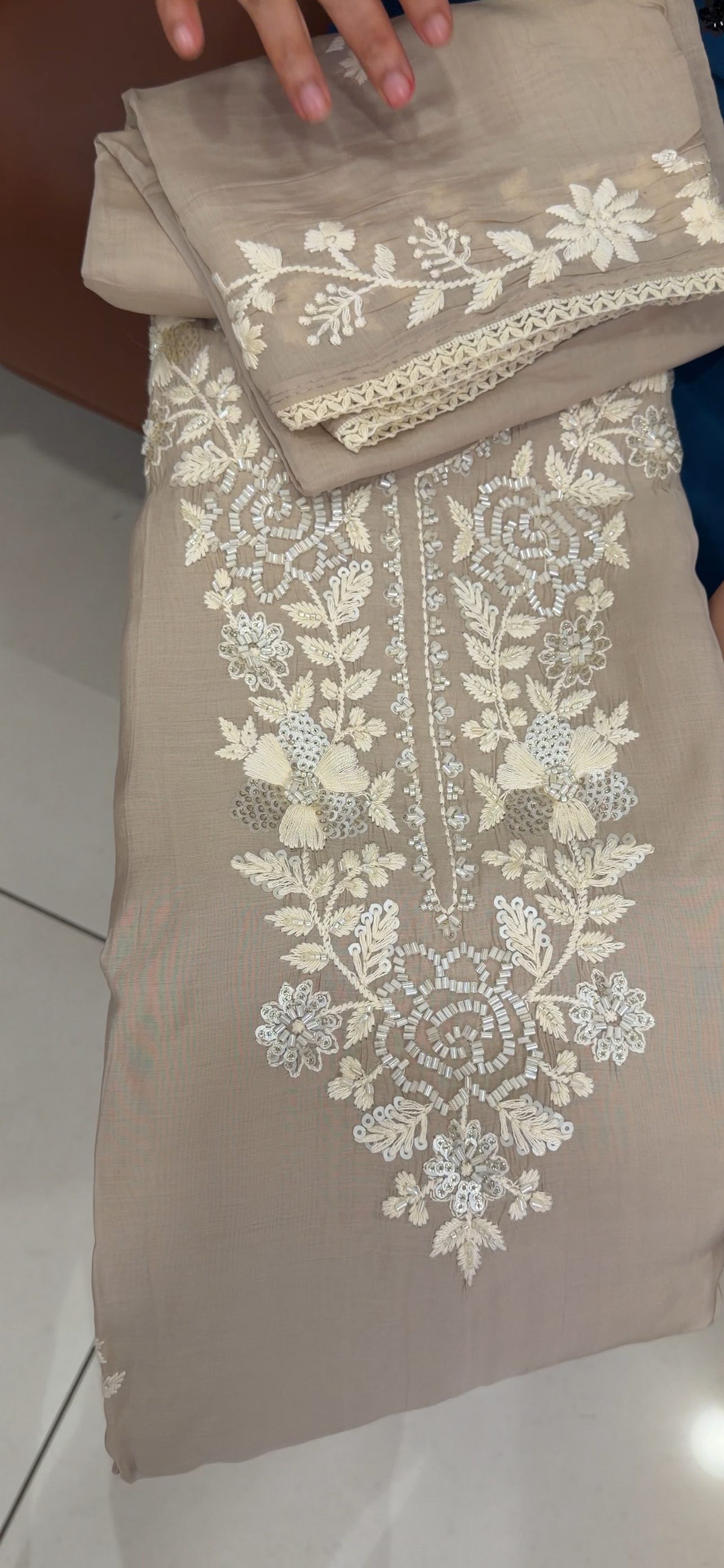 CHIKANKARI UNSTITCHED SALWAR SUITS - IHA 34654