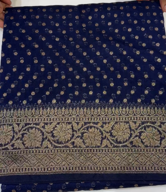 SEMI BANARASI SAREES - IHA 19744