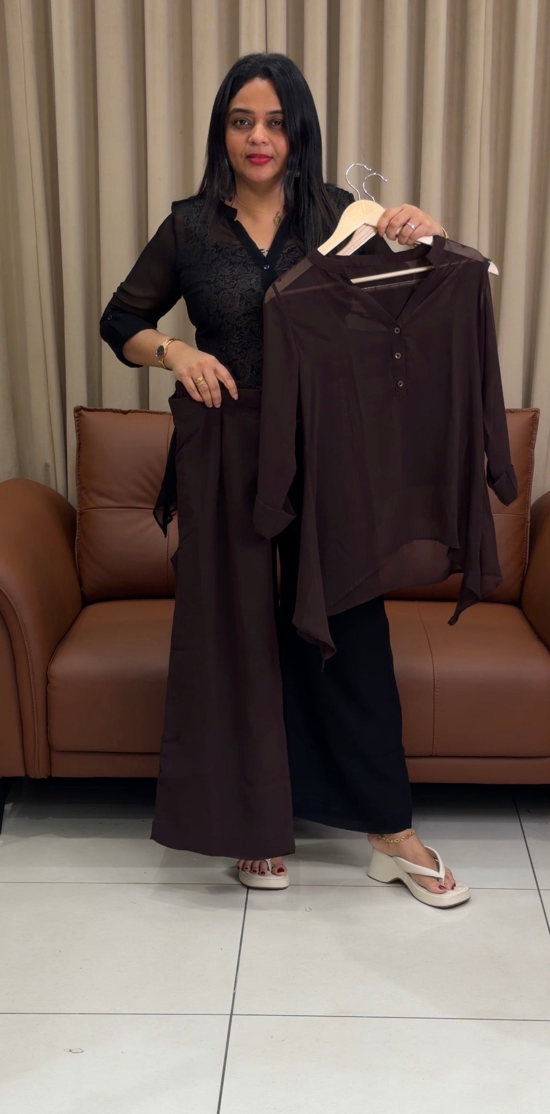 IHA'S IN-HOUSE GEORGETTE SHORT CO-ORDS SETS - IHA 33848