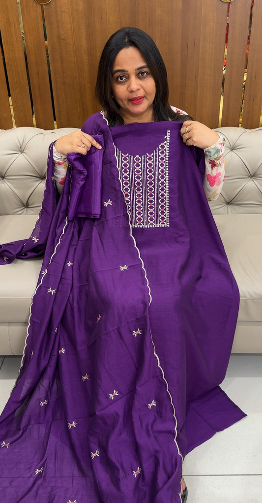 SEMI RAW SILKUNSTITCHED SALWAR SUITS - IHA 26068