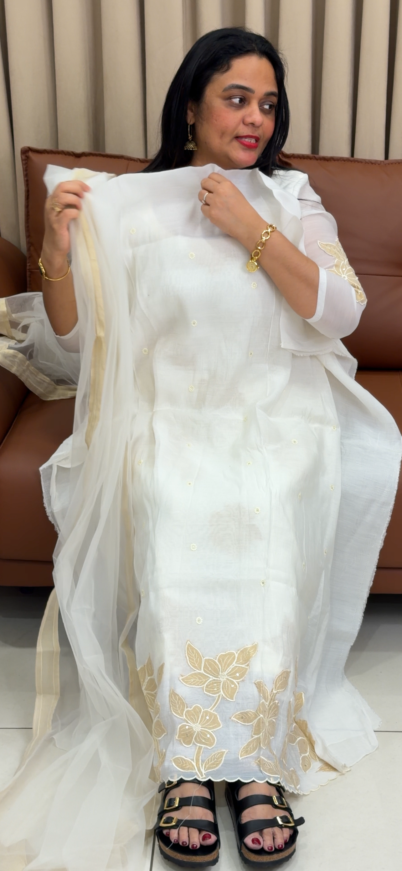 IHA'S IN-HOUSE CHANDERI TOP, BOTTOM AN DUPATTA - IHA 34088
