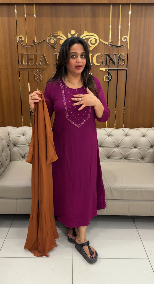HAND WORKED GEORGETTE ALINE TOPS  - IHA 25894