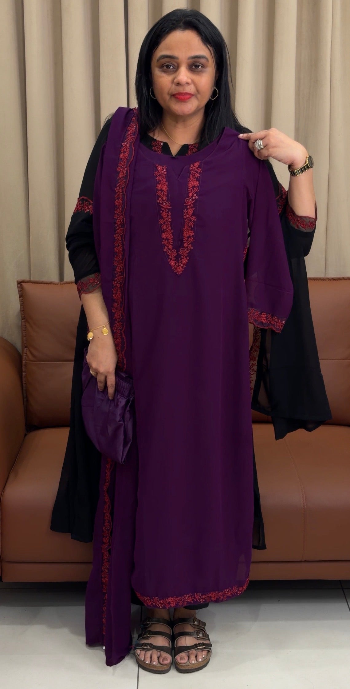 FAUX GEORGETTE TOP,BOTTOM AND DUPATTA - IHA 35825
