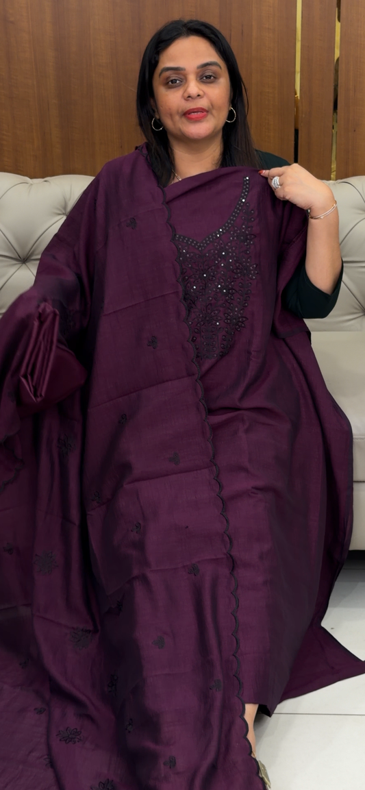 SEMI RAW SILK UNSTITCHED SALWAR SUITS - IHA 31002