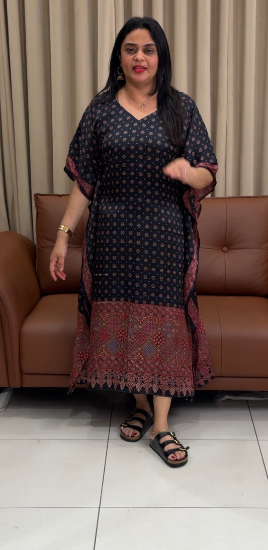 IHA'S IN-HOUSE AJRAKH PRINTED KAFTAN TOPS - IHA 33975