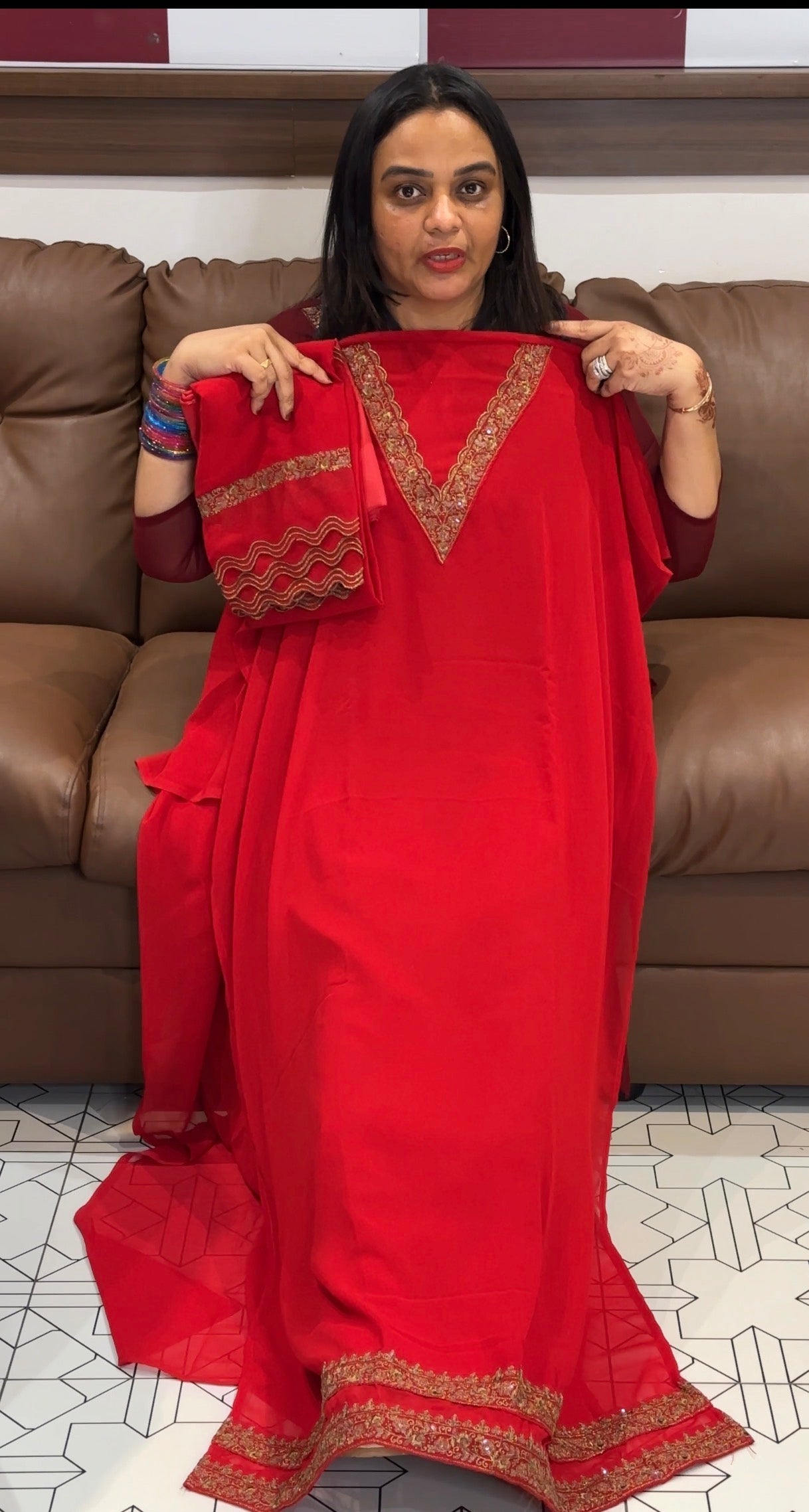 IHA'S IN-HOUSE GEORGETTE TOP,BOTTOM AND DUPATTA - IHA 31525