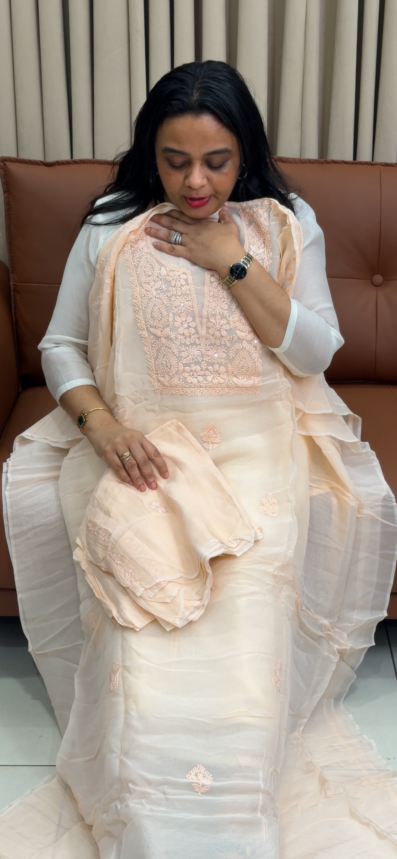 CHIKANKARI UNSTITCHED SALWAR SUITS - IHA 34891