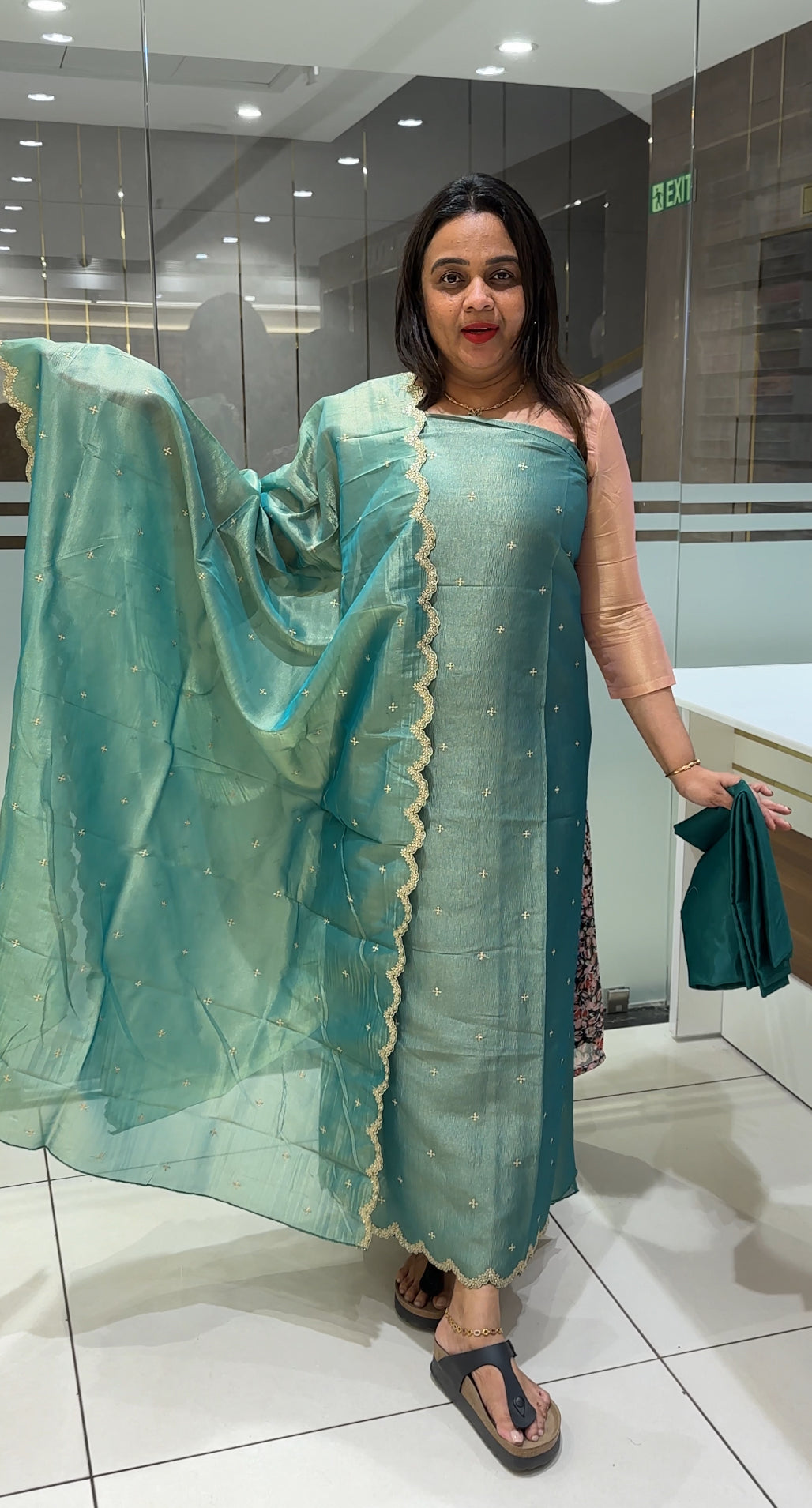 CRUSHED TISSUE BANARASI UNSTITCHED SALWAR SUITS - IHA 22643