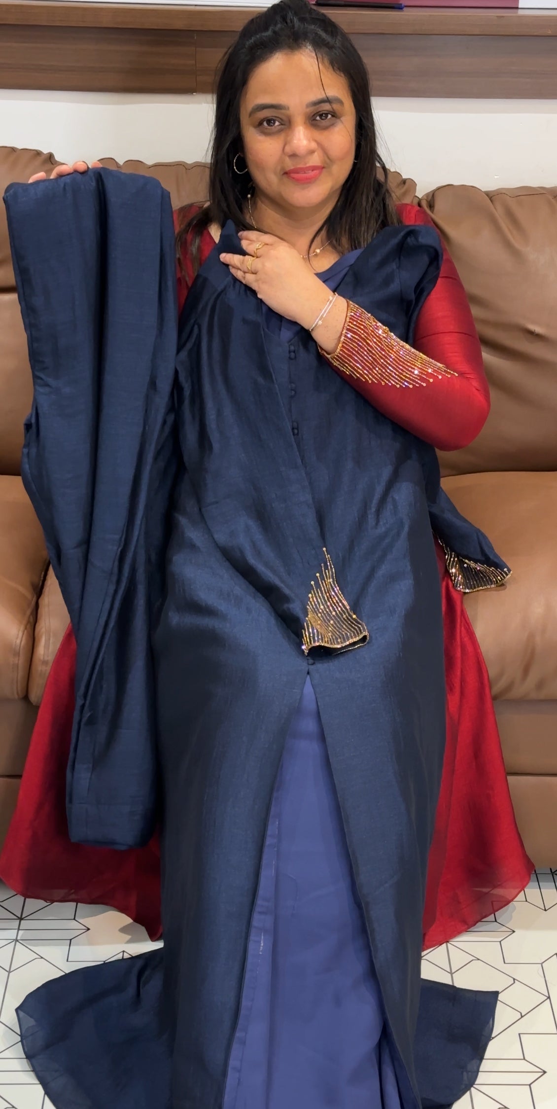 IHA'S IN-HOUSE SEMI RAW SILK TOP AND BOTTOM - IHA 29382