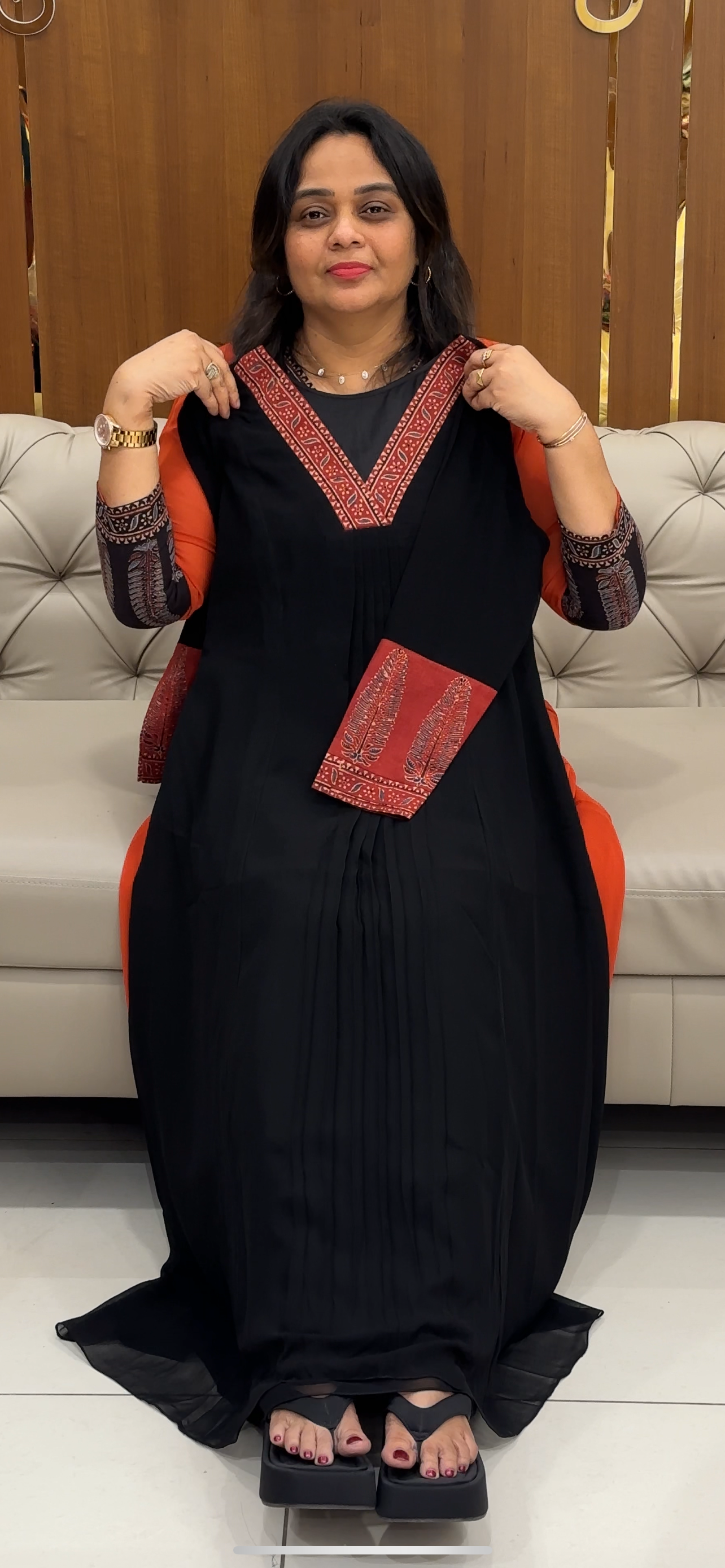 IHA'S IN-HOUSE GEORGETTE SLITTED TOPS - IHA 28664