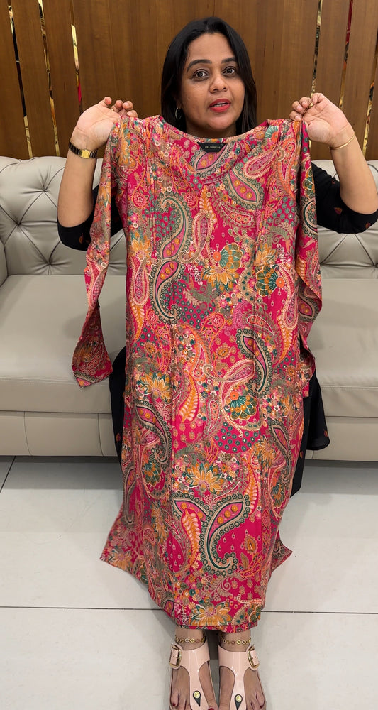 PRINTED SEMI RAW SILK TOPS - IHA 27594
