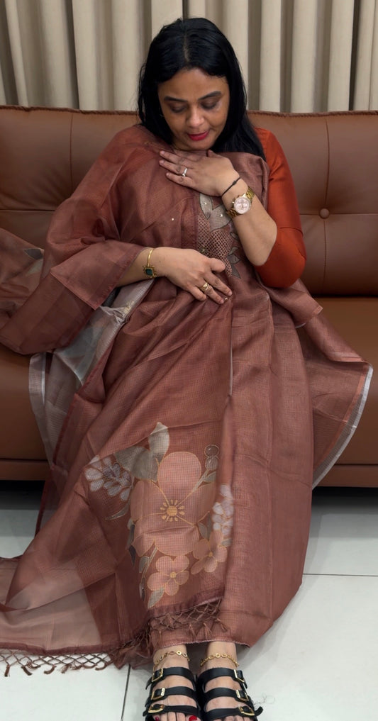 SILKY KOTA UNSTITCHED SALWAR SUITS - IHA 34341
