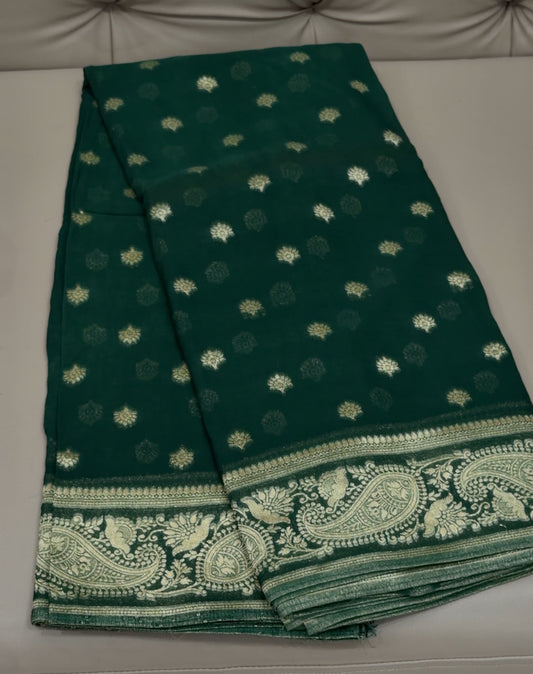 GEORGETTE BANARASI SAREES - IHA 28723