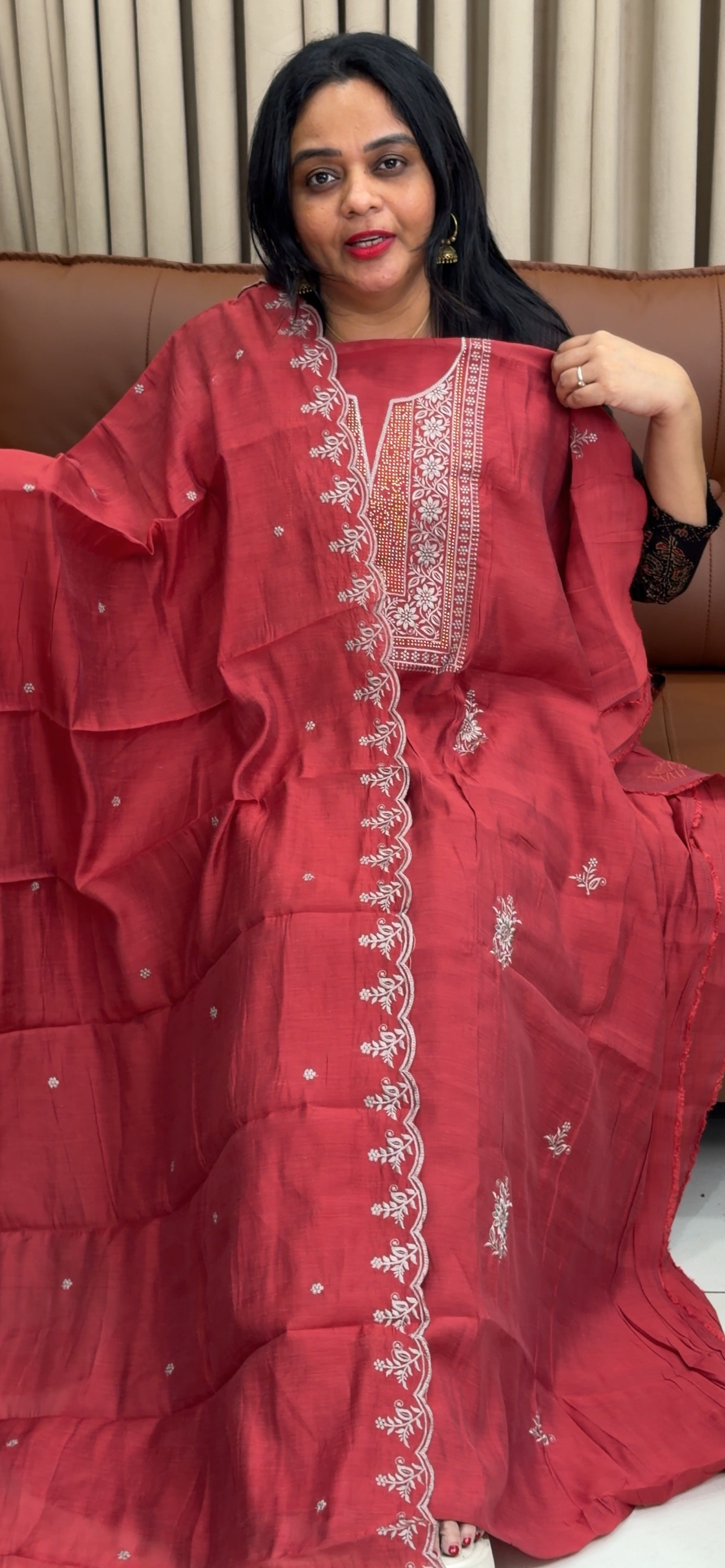 MALAI CHANDERI UNSTITCHED SALWAR SUITS - IHA 34492