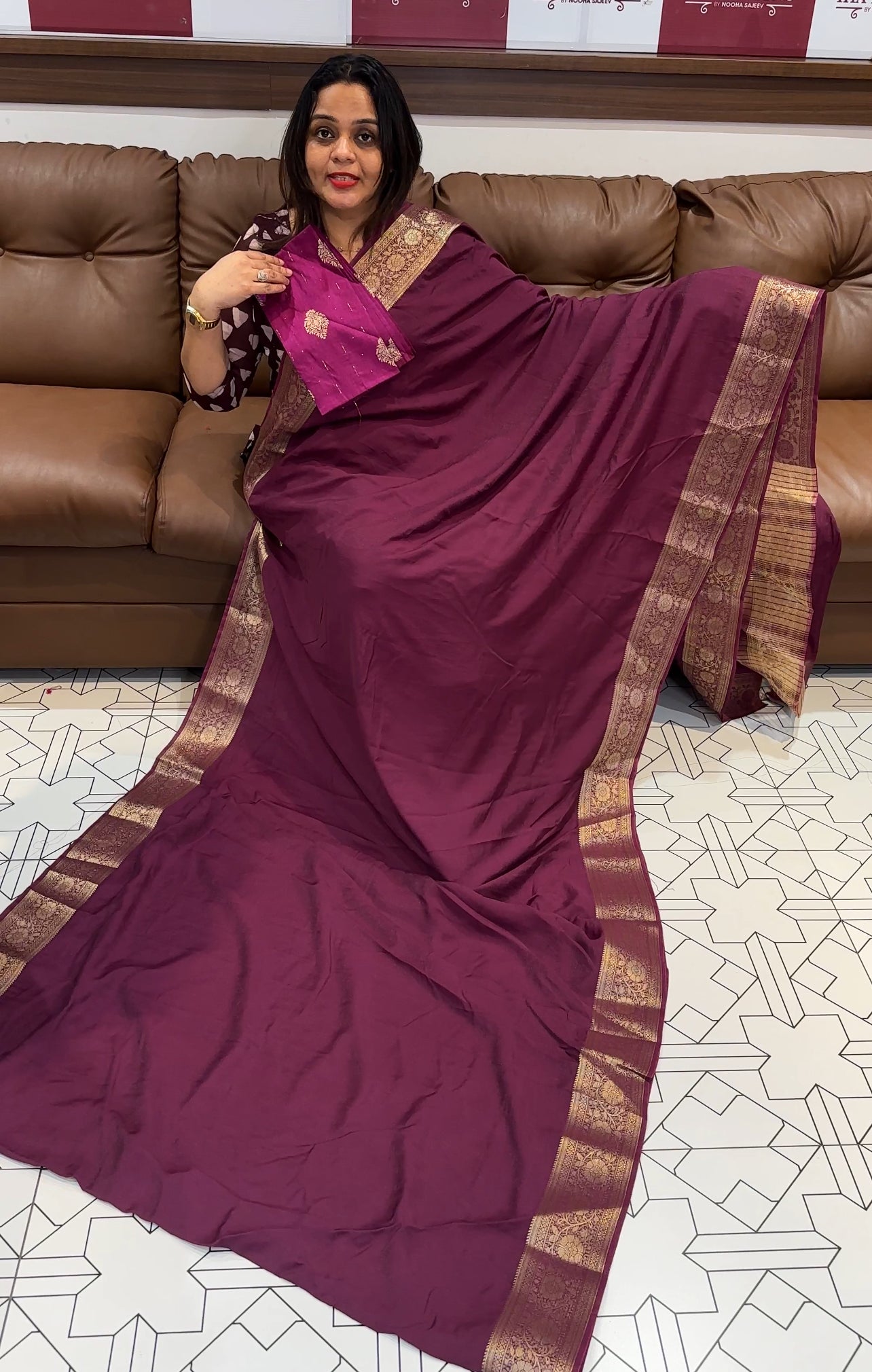 SEMI BANARASI SAREE - IHA 16336