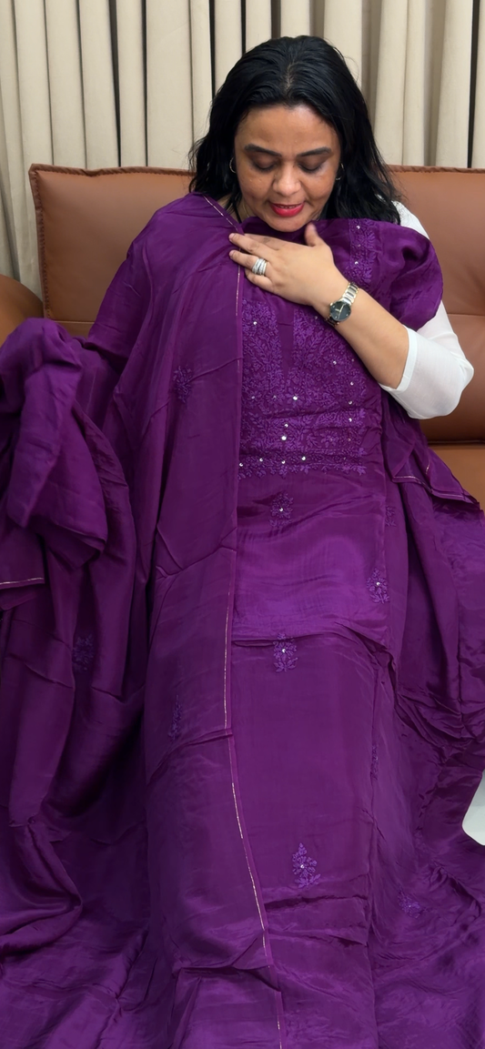 CHIKANKARI UNSTITCHED SALWAR SUITS - IHA 34891