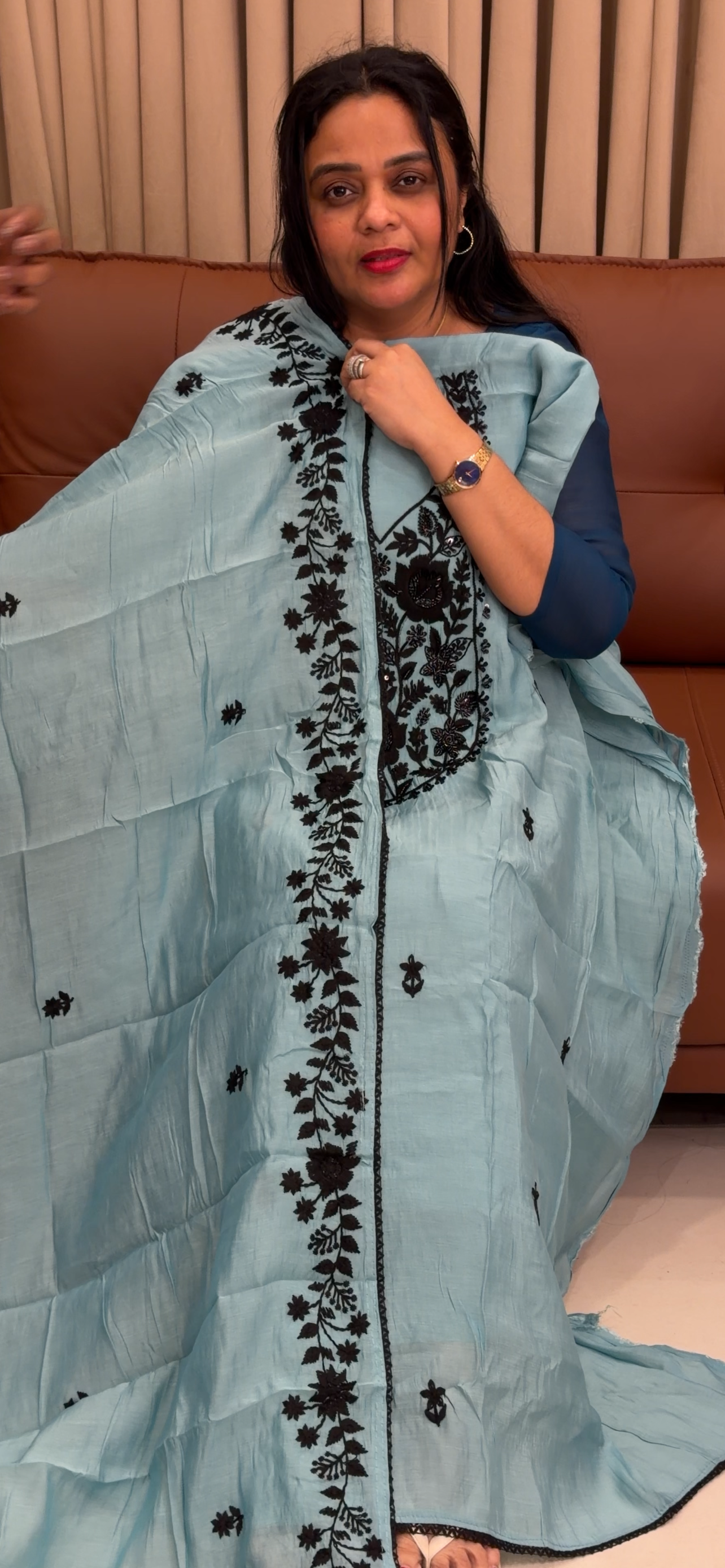 MALAI CHANDERI UNSTITCHED SALWAR SUITS - IHA  34649