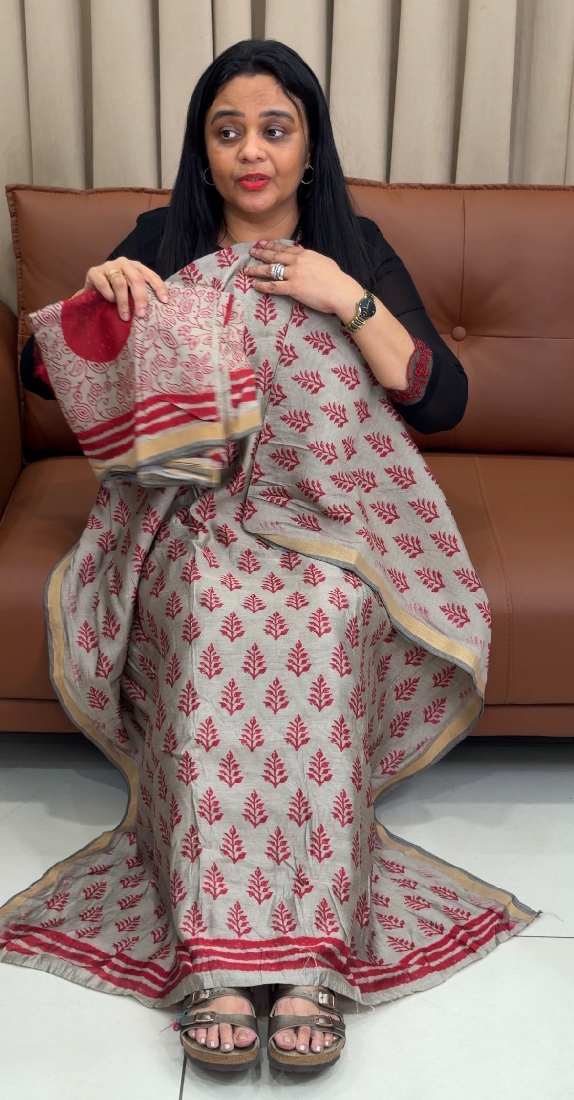 BLOCK PRINTED UNSTITCHED SALWAR SUITS - IHA 35826