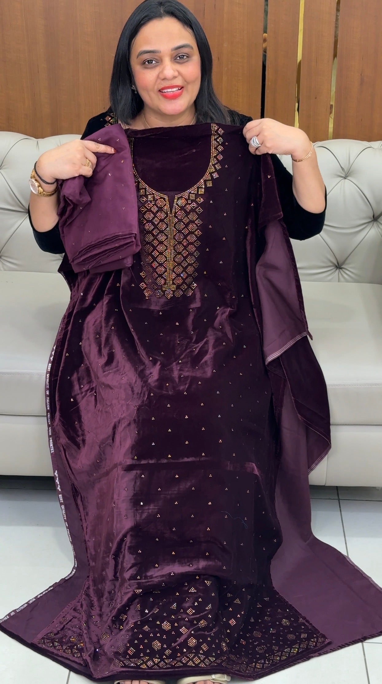 VELVET UNSTITCHED SALWAR SUITS - IHA 32951