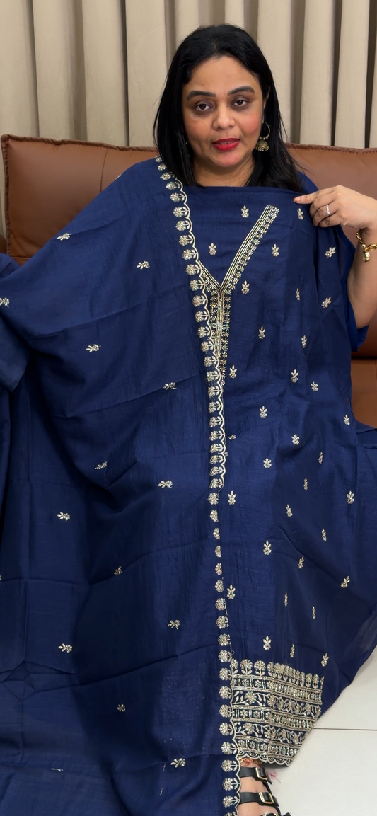 SEMI RAW SILK UNSTITCHED SALWAR SUITS - IHA 34147