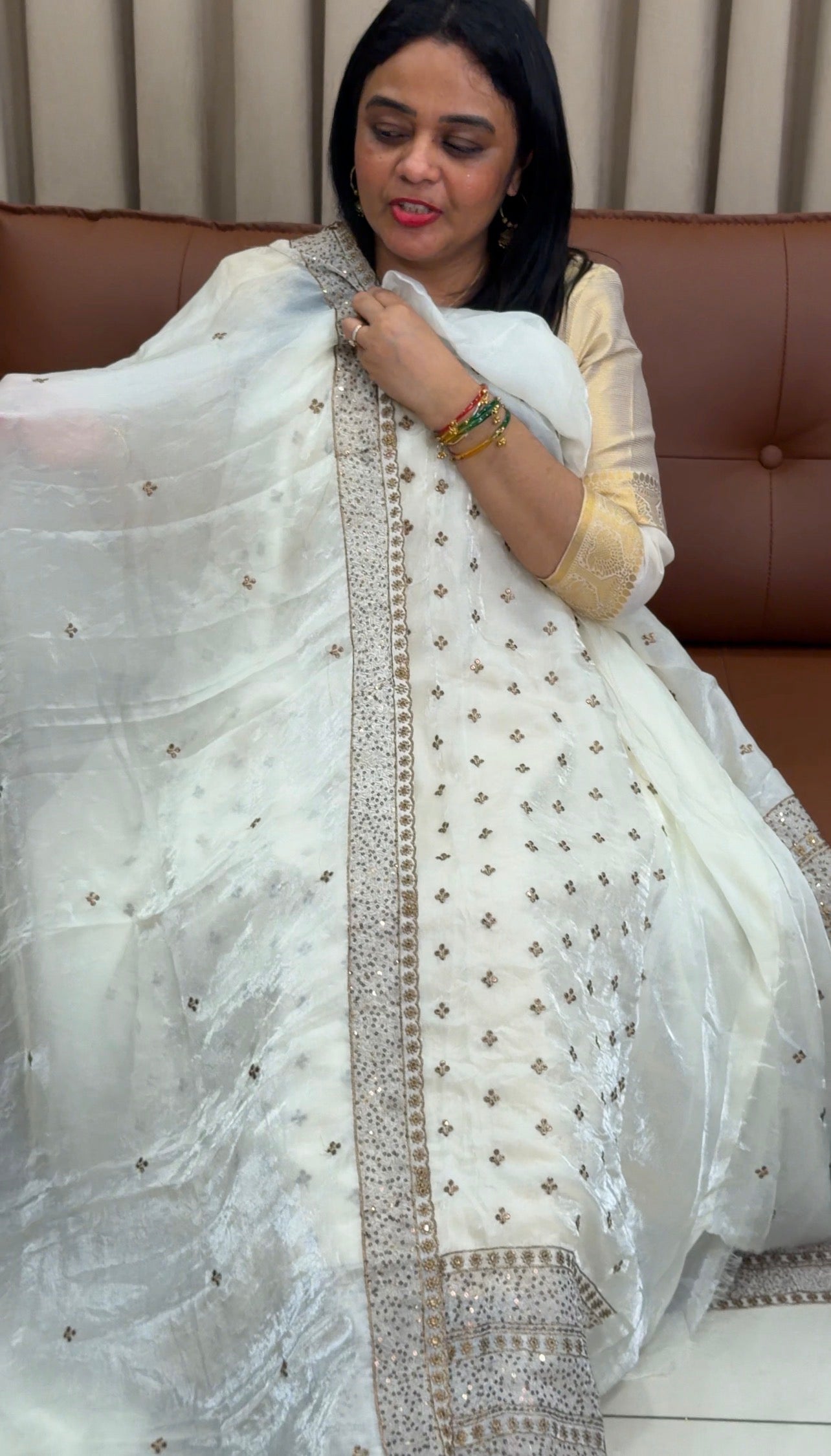 VELVET ORGANZA UNSTITCHED SALWAR SUITS - IHA 33847