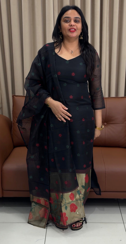 SEMI LINEN UNSTITCHED SALWAR SUITS - IHA 34197