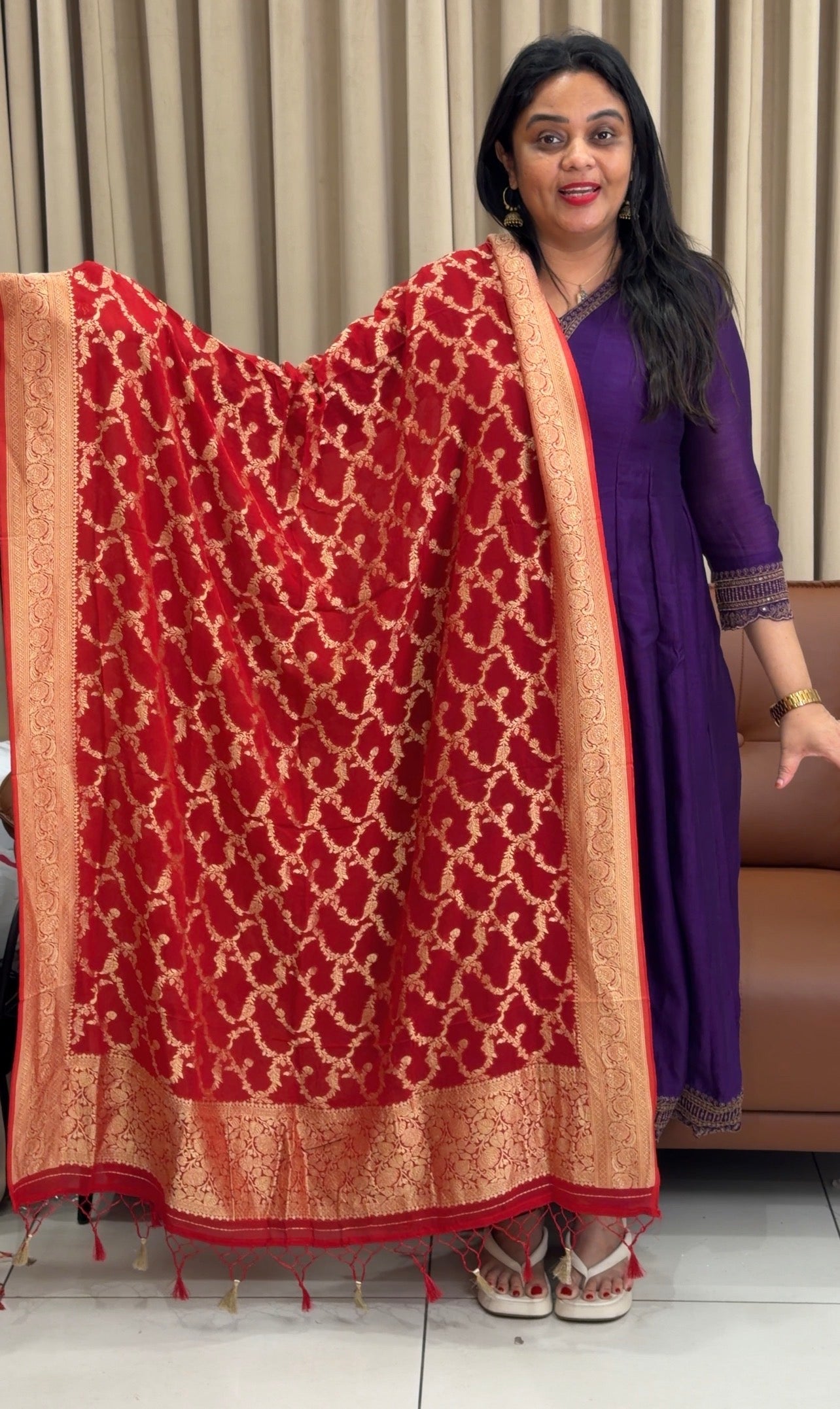 VISCOSE BANARASI DUPATTA - IHA 34189