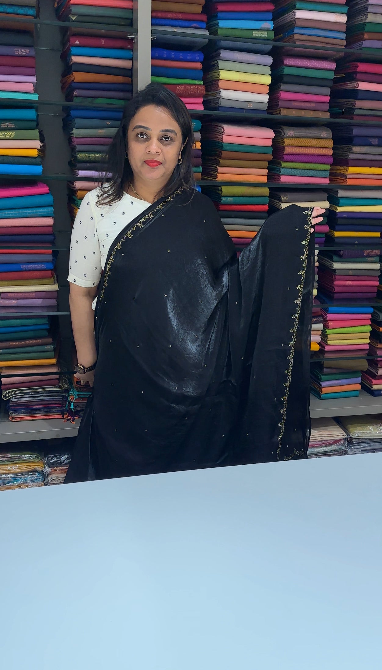 VELVET ORGANZA SAREES - IHA 25466