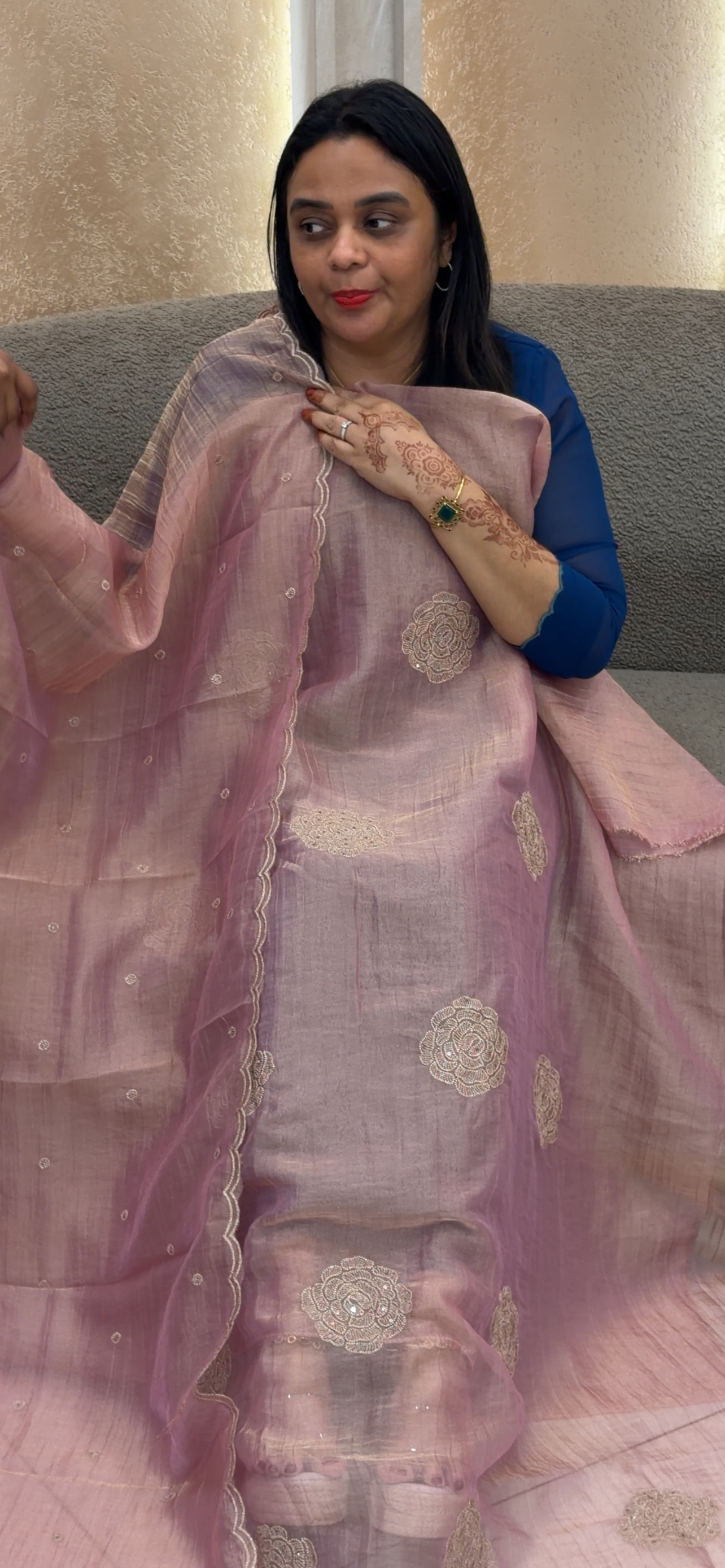 CRUSHED TISSUE UNSTITCHED SALWAR SUITS - IHA 33086