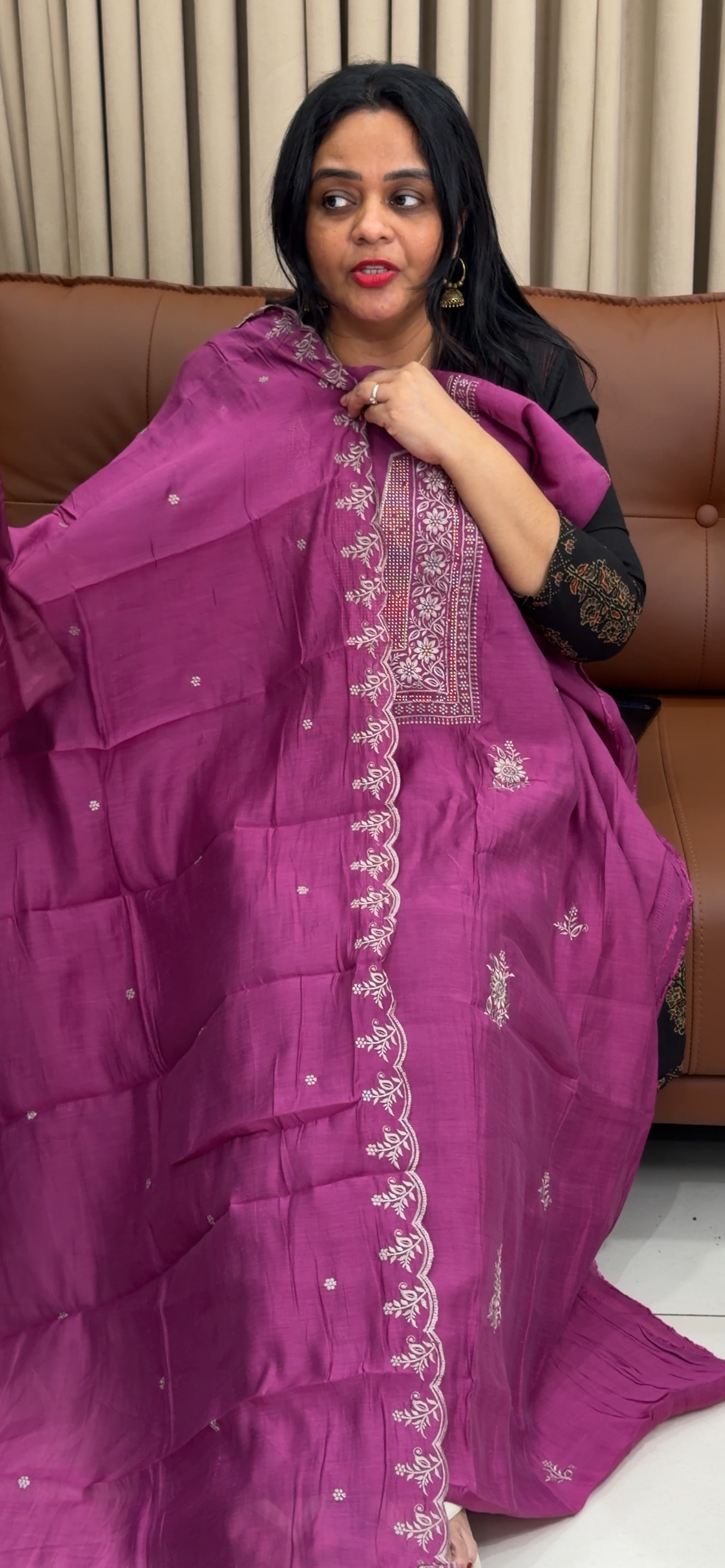 MALAI CHANDERI UNSTITCHED SALWAR SUITS - IHA 34492