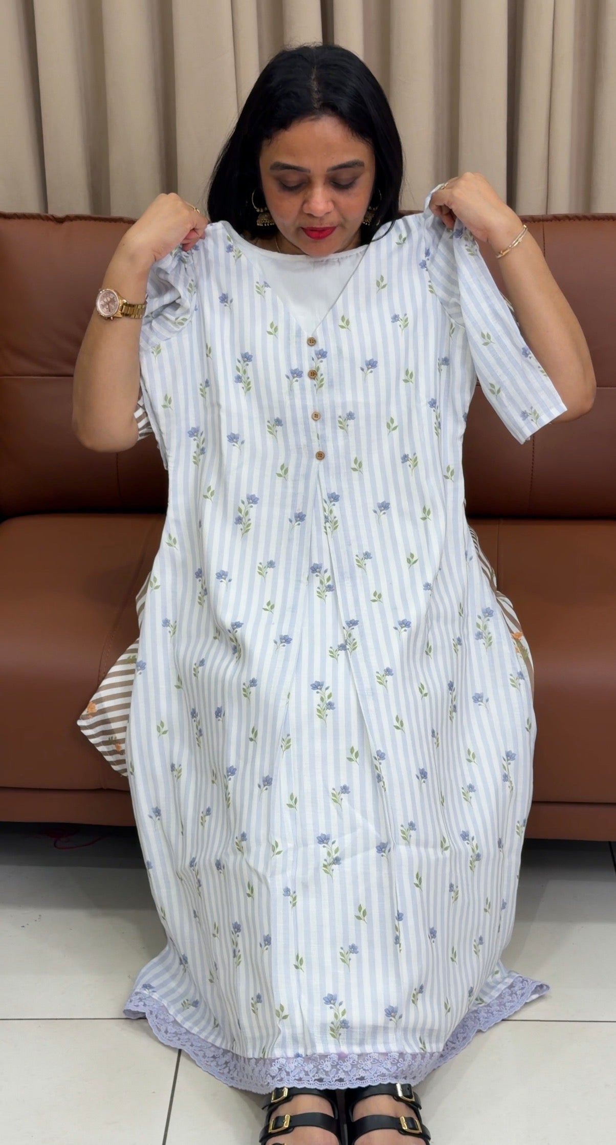 IHA'S IN-HOUSE PRINTED LINEN FROCKS - IHA 33961