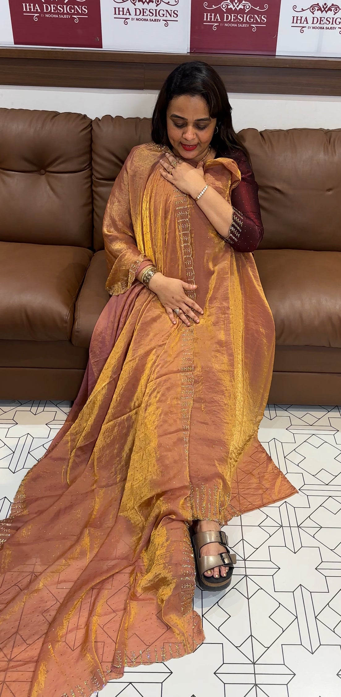 VELVET ORGANZA UNSTITCHED SALWAR SUITS - IHA 25423