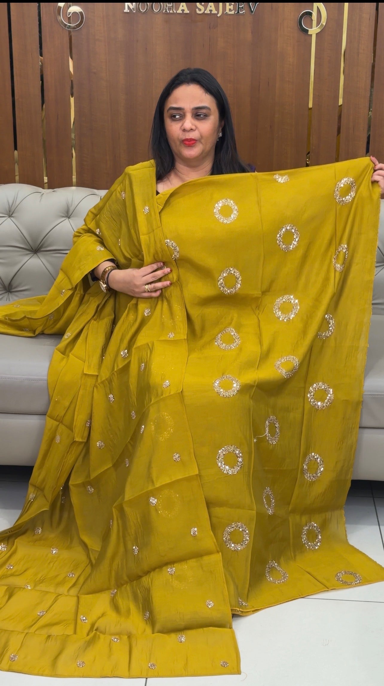 HAND WORKED UNSTITCHED SALWAR SUITS - IHA 33208