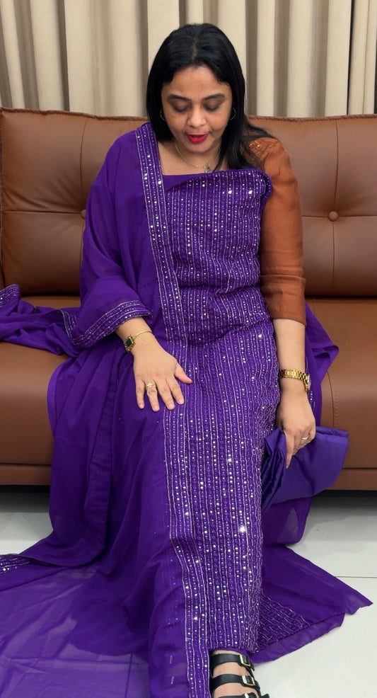 GEORGETTE UNSTITCHED SALWAR SUITS - IHA 34258
