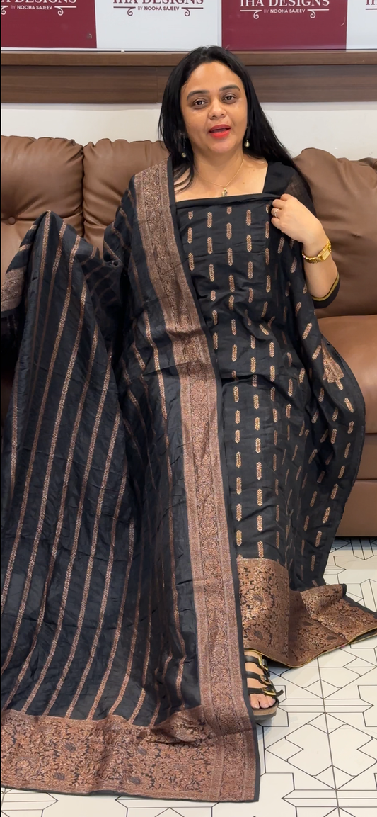 SEMI BANARASI UNSTITCHED SALWAR SUITS - IHA 35507