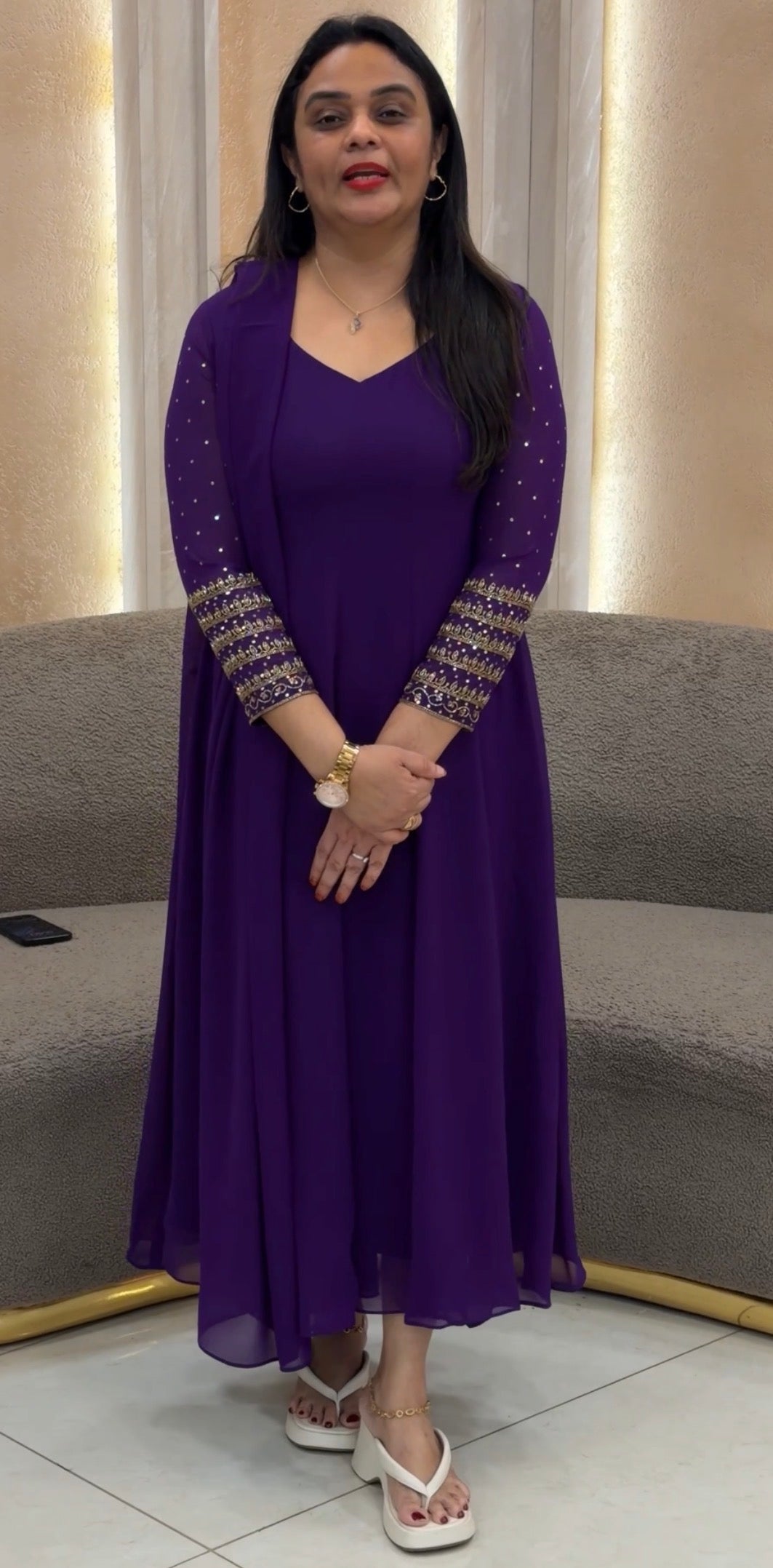 IHA'S IN-HOUSE HAND WORKED ANARKALI TOP AND DUPATTA - IHA 33222